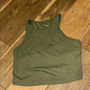 Offline by Aerie Sage Green Ribbed Tank Top built-in bra